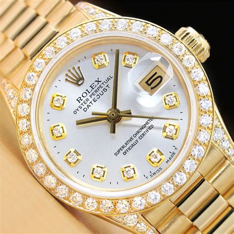 gold womens rolex watch with diamonds|rolex diamond bezel prices.